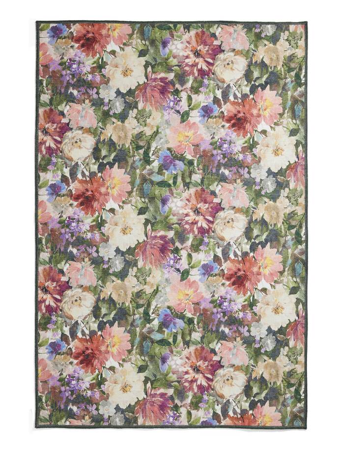 Clarke & Clarke Tahiti Forest & Rouge Washable rug