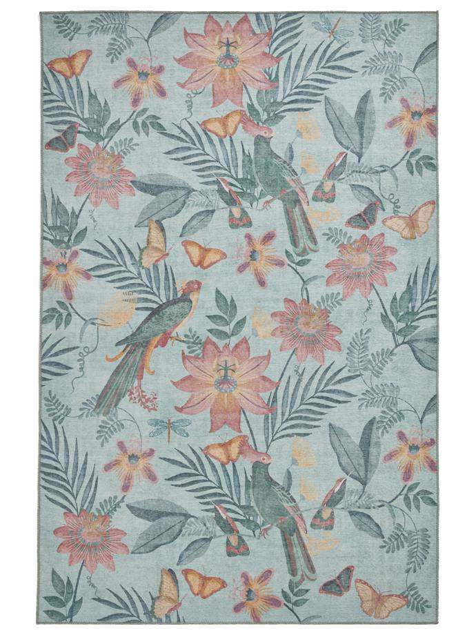 Catherine Lansfield Amaya Tropical Birds Green Washable Rug rug