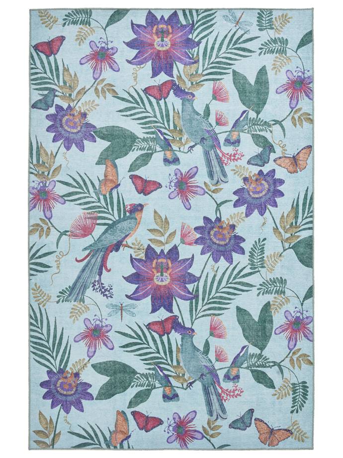 Catherine Lansfield Amaya Tropical Birds Purple Washable Rug rug