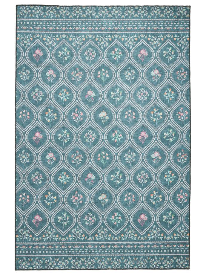 Catherine Lansfield Cameo Floral Green Washable Rug rug