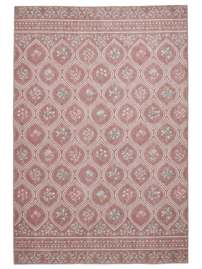 Catherine Lansfield Cameo Floral Terracotta Washable Rug rug
