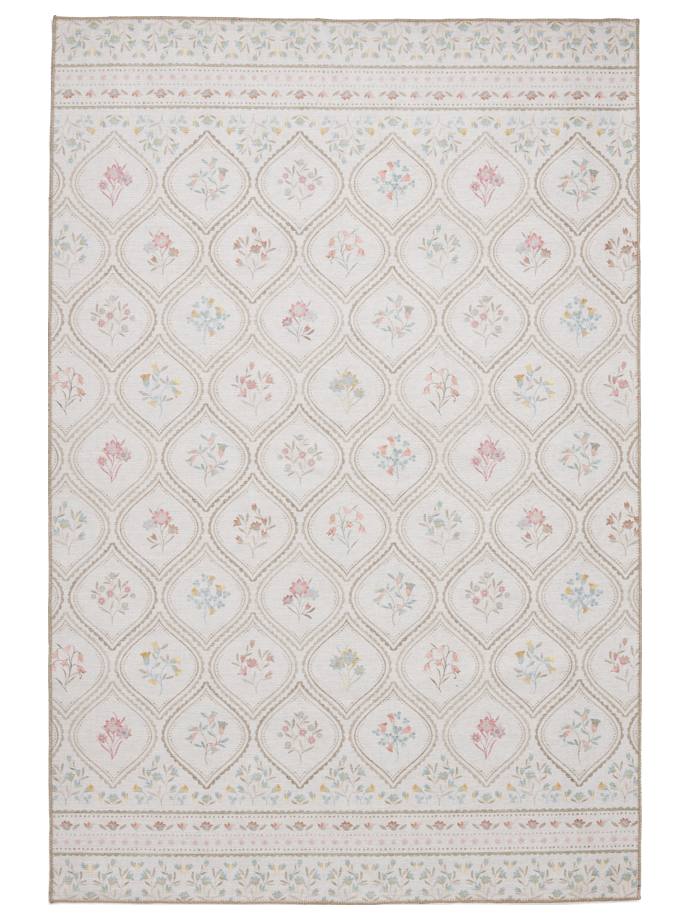 Catherine Lansfield Cameo Floral Natural Washable Rug rug