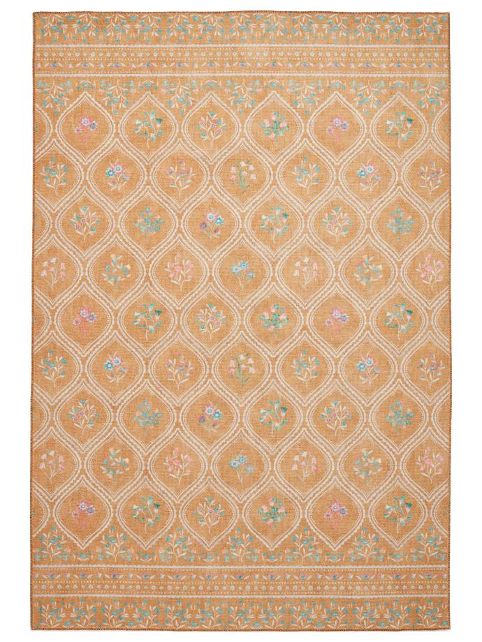 Catherine Lansfield Cameo Floral Yellow Washable Rug rug