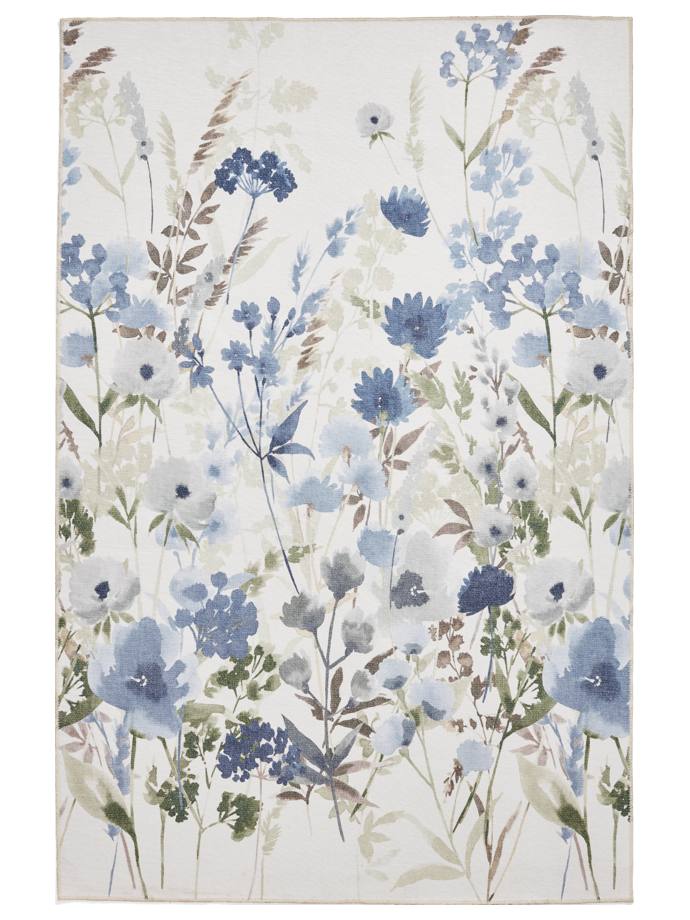 Catherine Lansfield Country Floral Blue Washable Rug rug