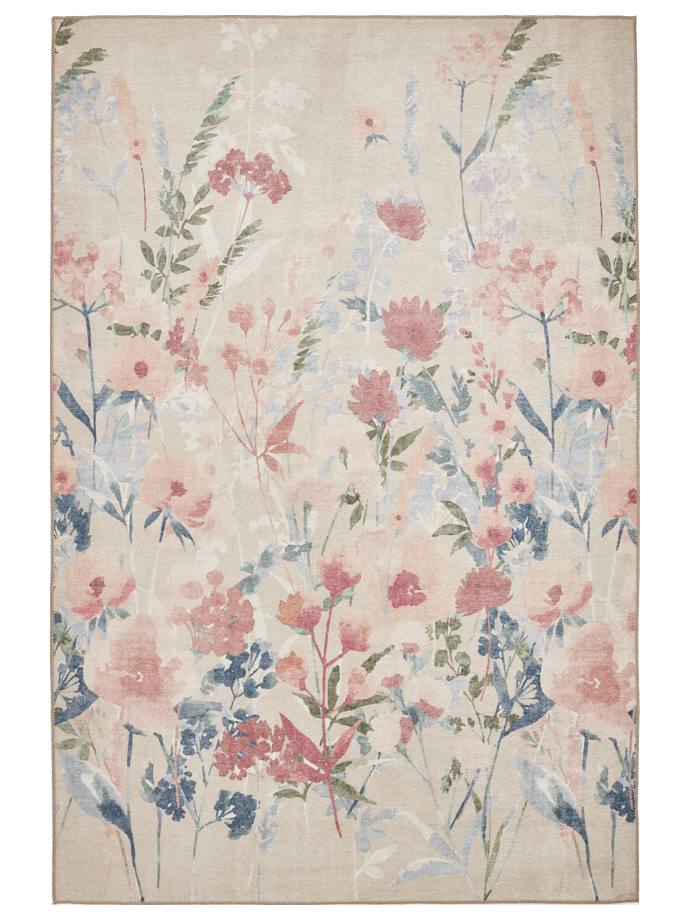 Catherine Lansfield Country Floral Natural Washable Rug rug