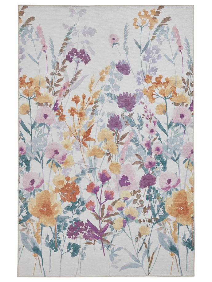 Catherine Lansfield Country Floral Yellow Washable Rug rug