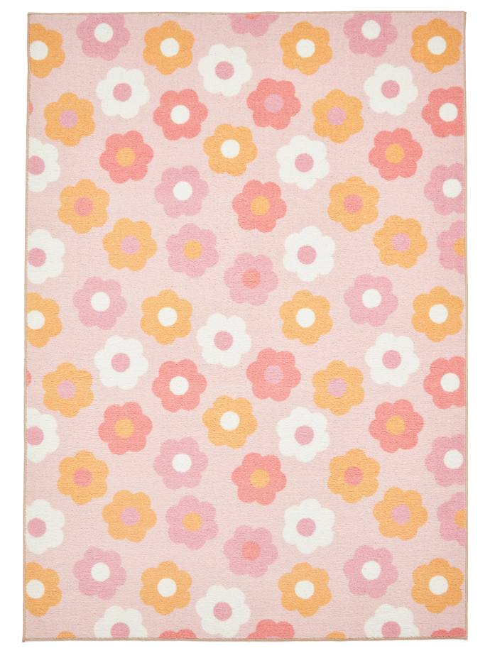 Catherine Lansfield Daisy Retro Pink Washable Rug rug