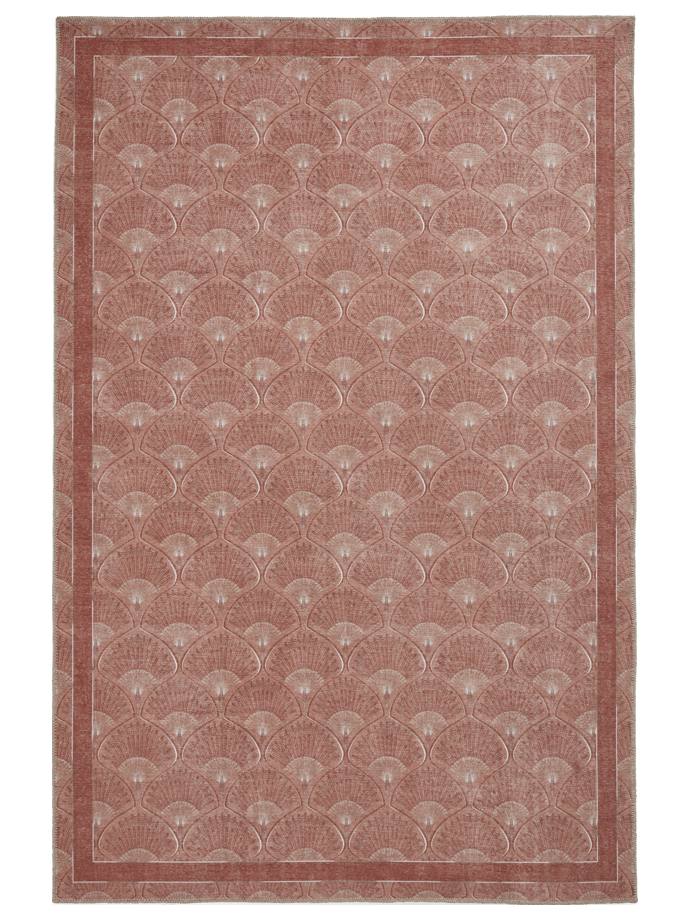 Catherine Lansfield Deco Peacock Terracotta Washable Rug rug