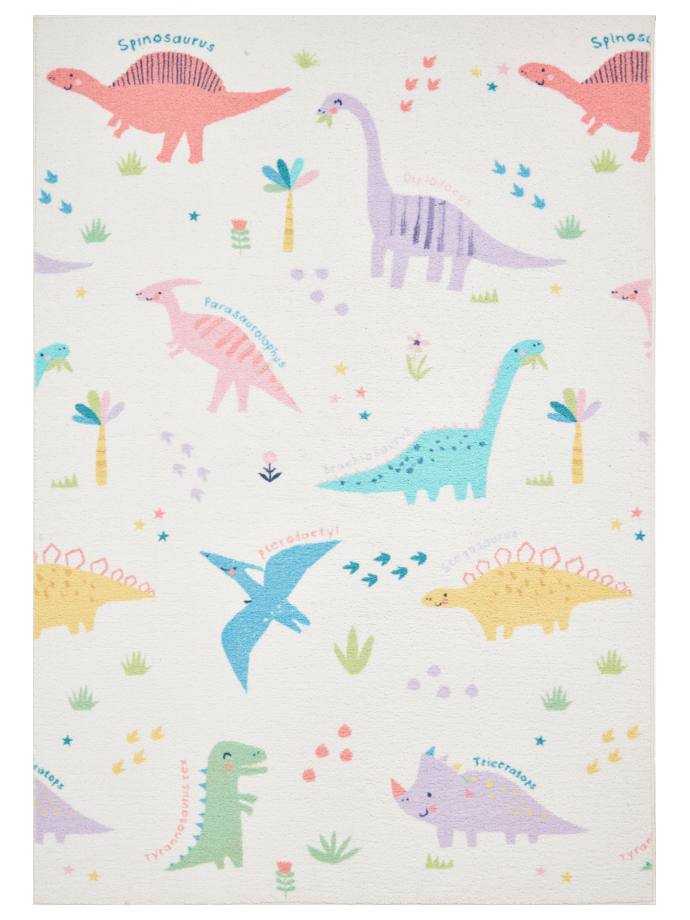 Catherine Lansfield Dinosaur Friends Pink / Blue Washable Rug rug