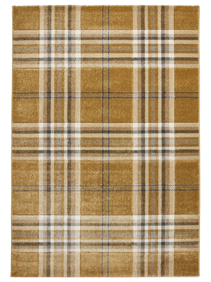 Catherine Lansfield Kelso Check Ochre Rug rug