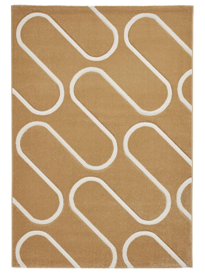 Catherine Lansfield Linear Curve Ochre Rug rug