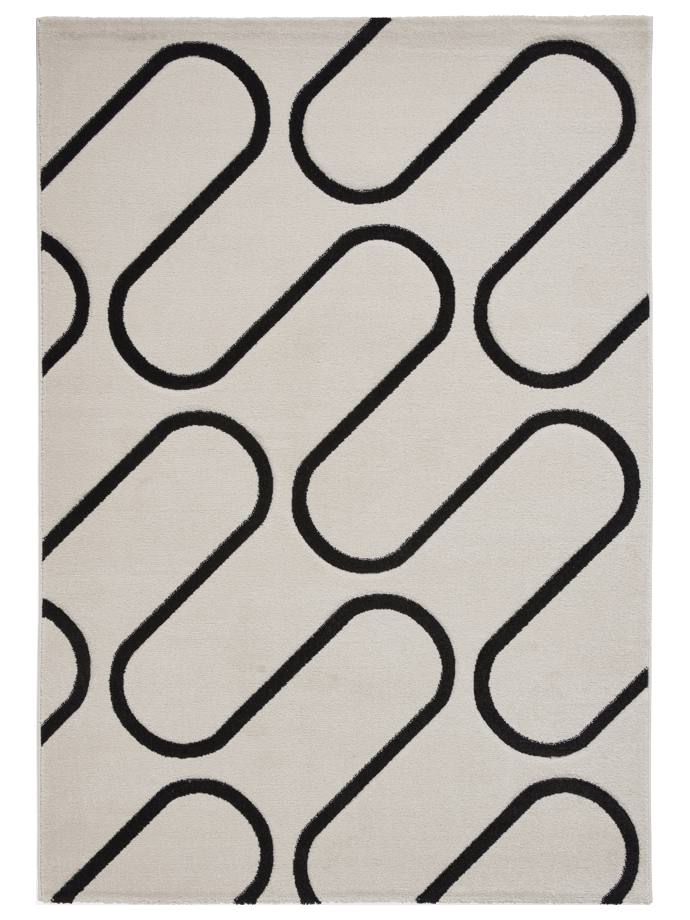 Catherine Lansfield Linear Curve White/Black Rug rug