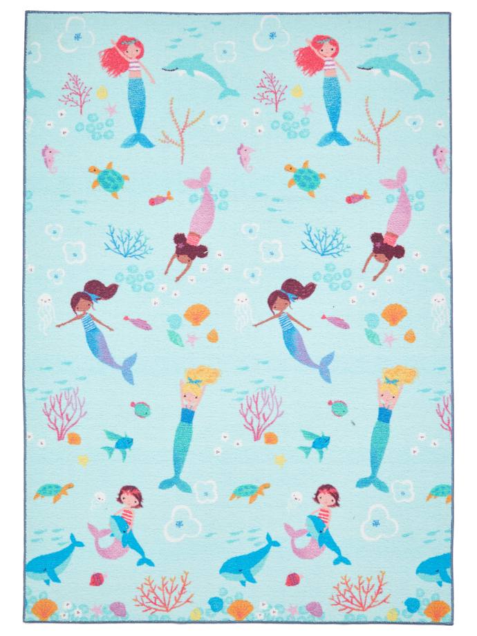 Catherine Lansfield Mermaid Blue Washable Rug rug