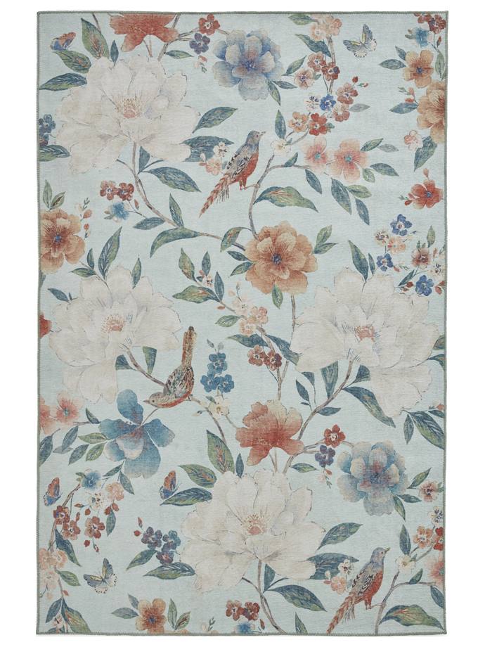 Catherine Lansfield Pippa Floral Blue Washable Rug rug