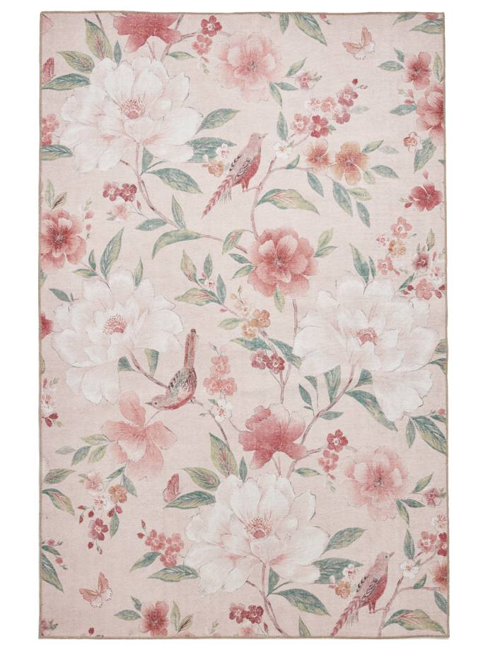 Catherine Lansfield Pippa Floral Blush Washable Rug rug