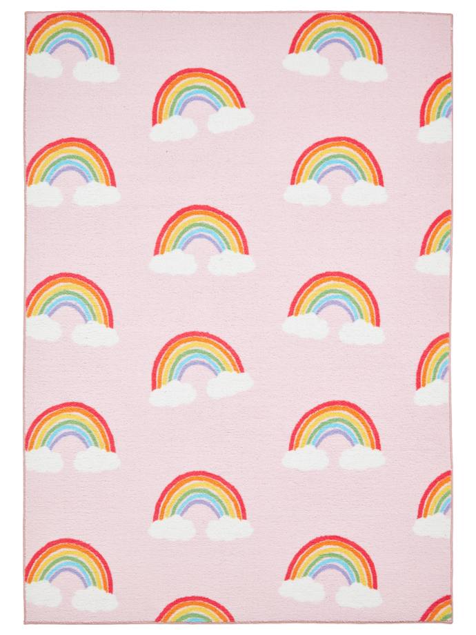 Catherine Lansfield Rainbow Hearts Pink Washable Rug rug