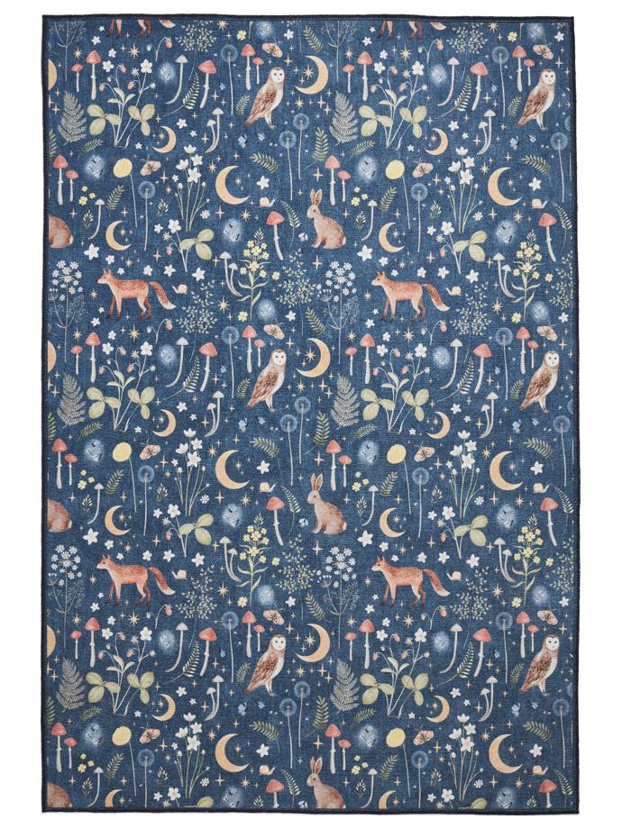 Catherine Lansfield Twilight Animals Blue Washable Rug rug