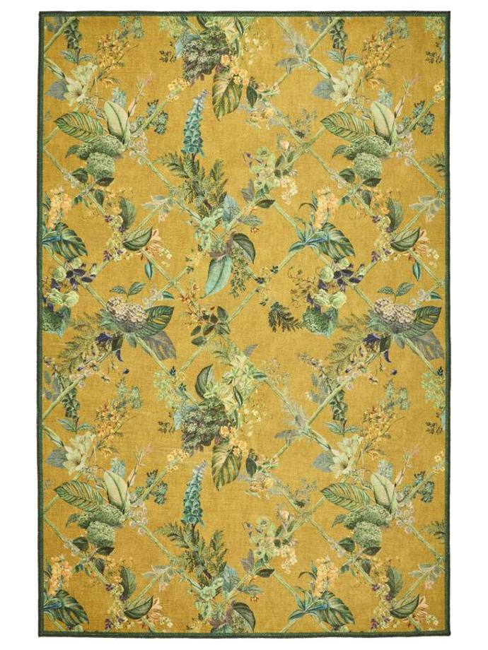 House Llewelyn-Bowen Cotswold Fantasia Ochre Washable Rug rug