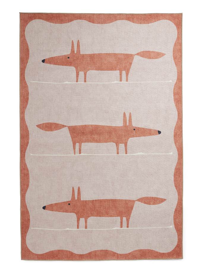 Scion Mr Fox Pink/Terra Washable rug